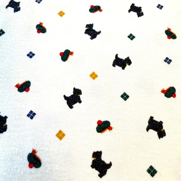 Northern Isles Womens Small Turtleneck Scottie Dog Tartan Print Cream Vintage S - Picture 4 of 10